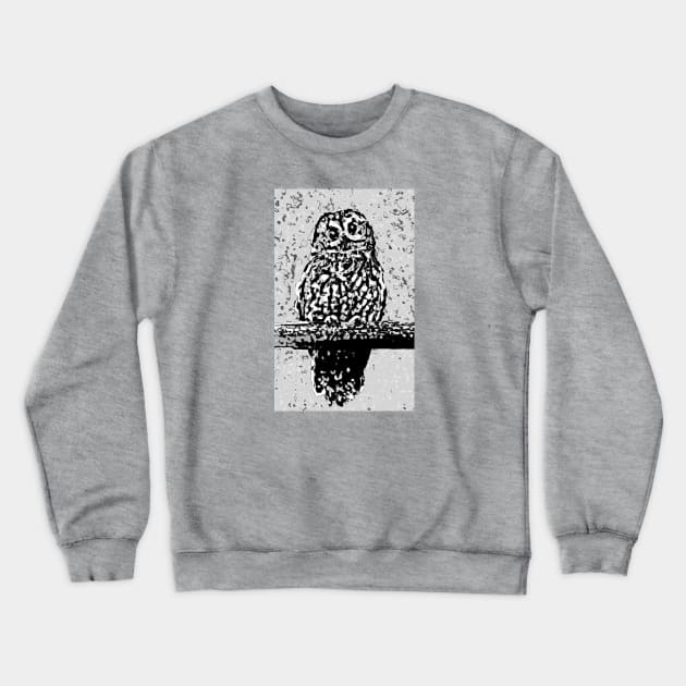 Toot Sweet In Black & White - Image Of An Owl On A Perch Crewneck Sweatshirt by sleepingdogprod